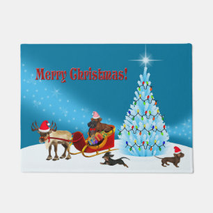 Paillasson Snowy Dachshund Christmas Welcome Mat