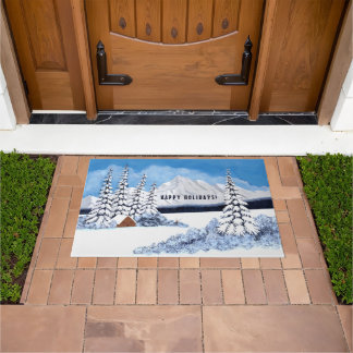 Paillasson Snowy Mountains Wood Topped Wall Tapestries