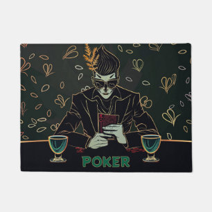 Paillasson Soirée Poker - Joueur de Cartes Élégant