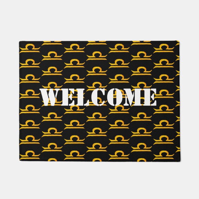 Paillasson Solde, Symbole de Zodiaque doré de Libra (Devant)