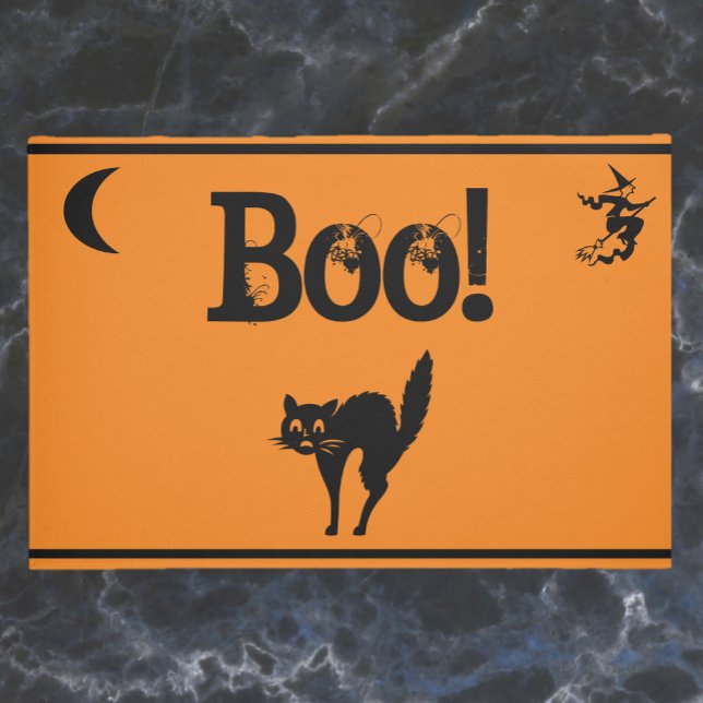 Paillasson Sorcière & Chat Boo ! Porte d'Halloween/Mat de bie (Créateur téléchargé)