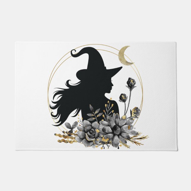 Paillasson Sorcière d'Halloween contemporaine moderne (Devant)