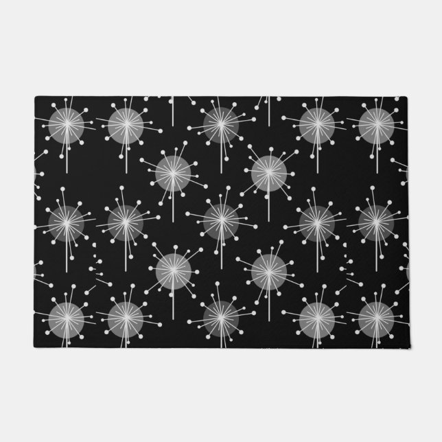 Paillasson Spoutnik Starburst Fleurs Gris Noir (Devant)