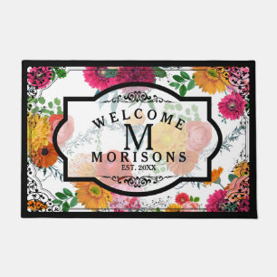 Paillasson Spring Flowers & Black Vintage Floral Frame