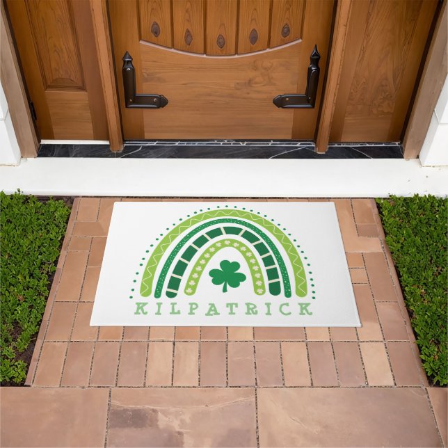 Paillasson St. Patrick's Day Boho Rainbow Shamrock (De plein air)