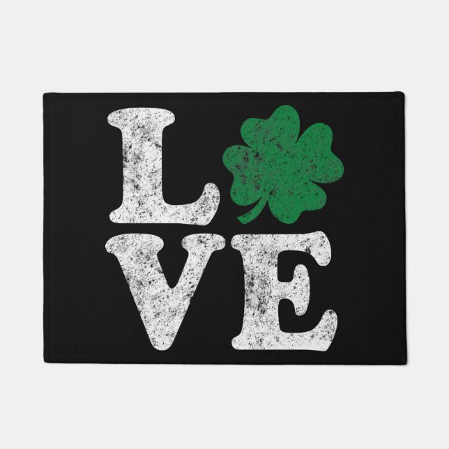 Paillasson St Patrick's Day LOVE Shamrock irlandais (Devant)