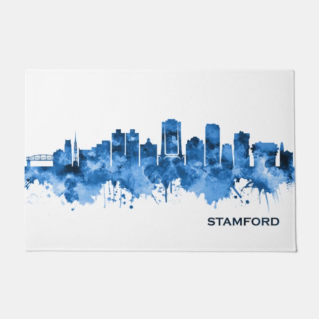 Paillasson Stamford Connecticut Skyline Blue (Devant)