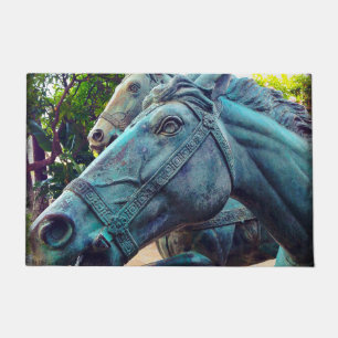 Paillasson Statue du Cheval Bleu Turquoise d'Asie antique Pho