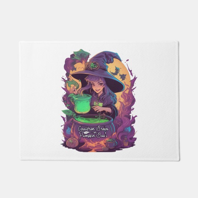 Paillasson Sticker du Citrouille Boo Cauldron Brews (Devant)