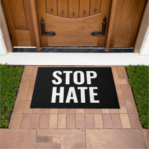 Paillasson Stop Hate, panneau noir blanc