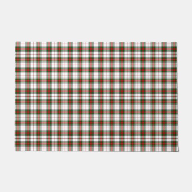 Paillasson Stuart / Stewart tartan blanc rouge vert plaid (Devant)