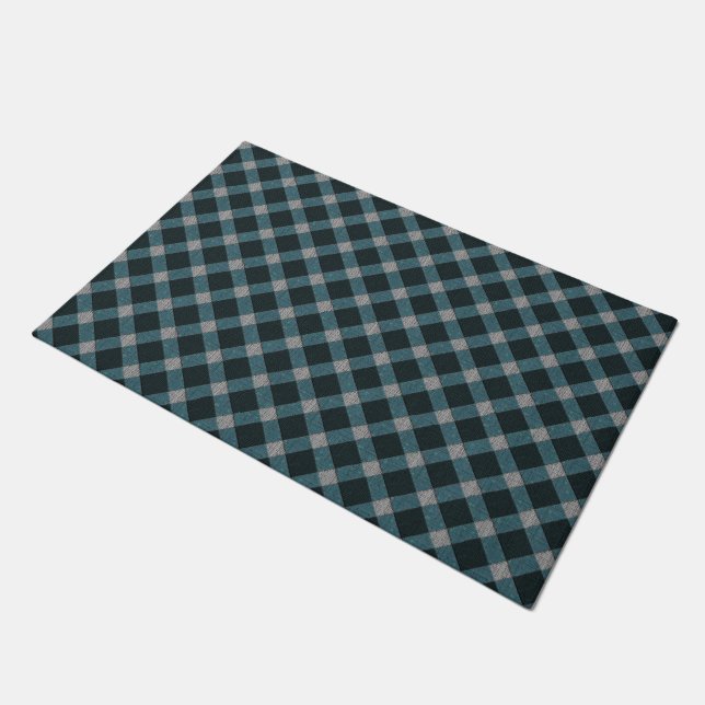Paillasson Style Tartan en cyano gris et relief sculpté clair (Incliné)