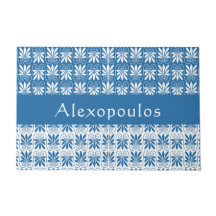 Stylish Blue & White Floral grec Personnalisé