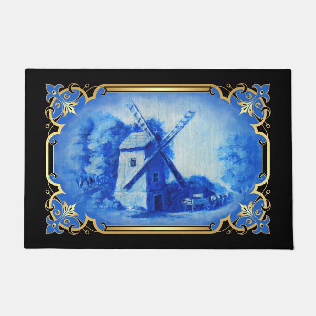Paillasson Suisse/Norvège/Pays-Bas, moulin à vent bleu (Devant)