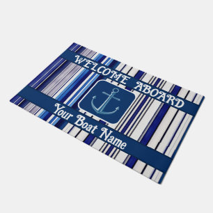 Paillasson Summer Navy Blue Boat Collection de rayures tendan