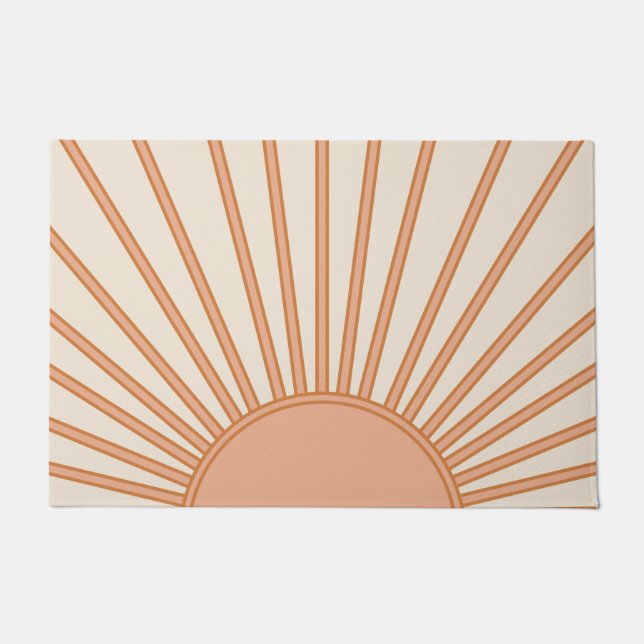 Paillasson Sun Sunrise Earth Tones Terracotta Retro Sunshine (Devant)