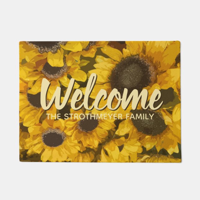 Paillasson Sunflower Russe Nom de la famille du pays Bienvenu (Devant)