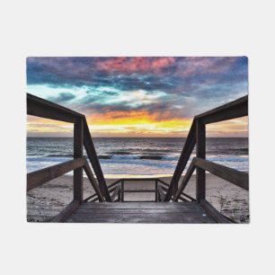 Paillasson Sunset Beach Vue de Rustic Wood Deck