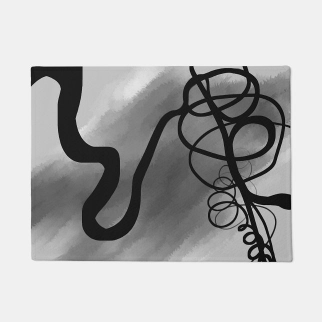 Paillasson Sur la grille : gris Abstrait, noir et blanc (Devant)