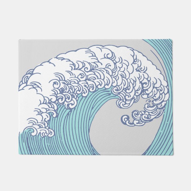 Paillasson Surf asiatique japonais Vague Art Ocean Art (Devant)