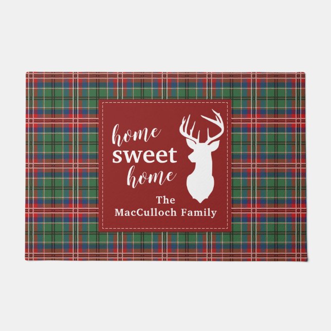 Paillasson Sweet Home Tartan MacCulloch Personnalisé Plaid (Devant)