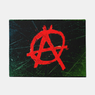 Paillasson Symbole d'anarchie rouge grungy