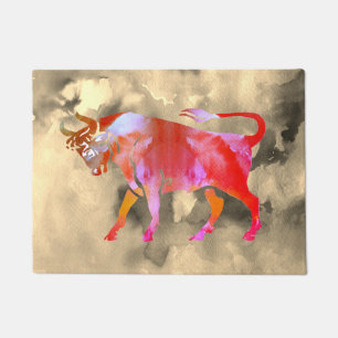 Paillasson Symbole d'astrologie de l'aquarelle de Taurus