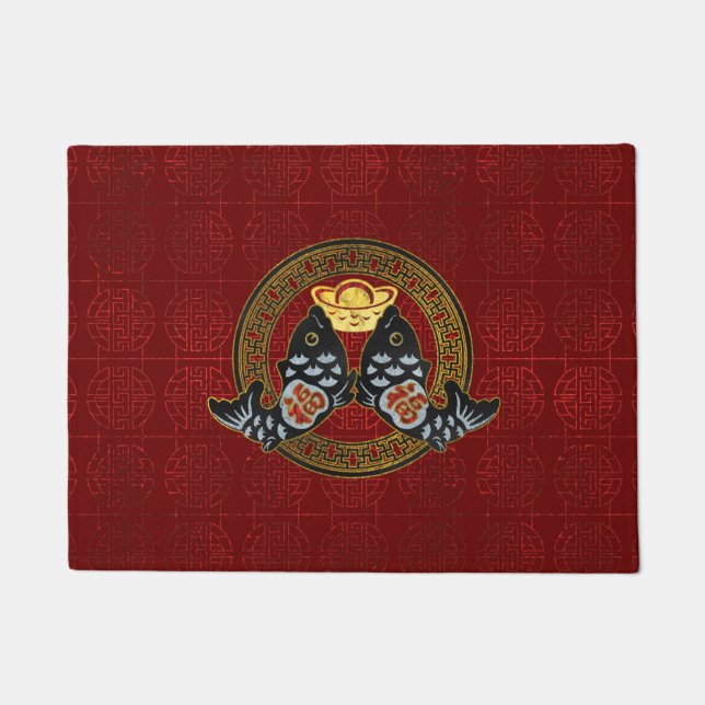 Paillasson Symbole de bonne chance avec les poissons et la (Devant)