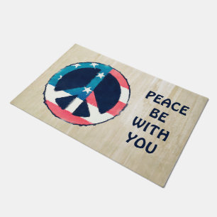 Paillasson Symbole de la Paix Américaine grunge + votre dicto