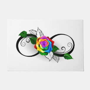 Paillasson Symbole d'infini avec Rose arc-en-ciel