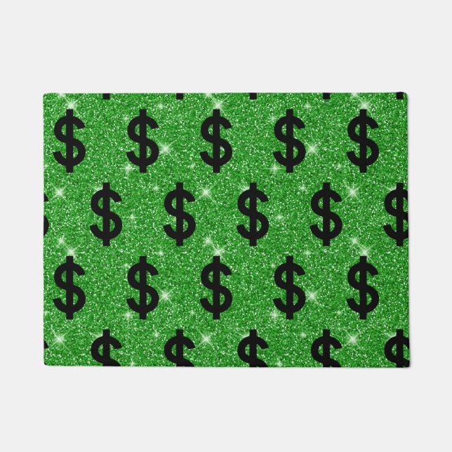 Paillasson SYMBOLE Dollar Noir Argent Entrepreneur Wall Stree (Devant)