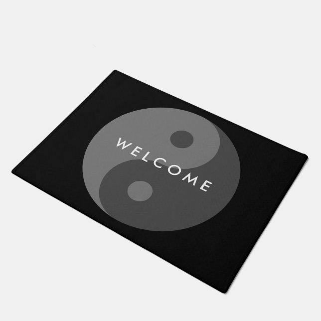 Paillasson Symbole Yin Yang foncé mat de bienvenue personnali (Incliné)