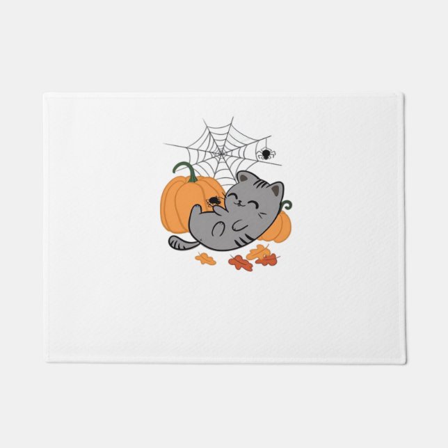 Paillasson T-shirt classique Halloween Kitty et Spiders (Devant)