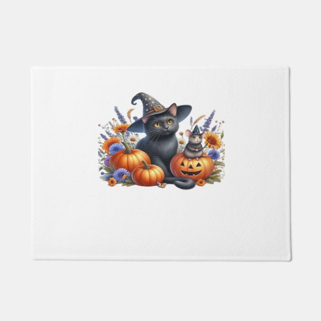Paillasson T-Shirt Essentiel de la souris de chat d'Halloween (Devant)