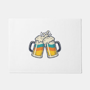 Paillasson T-shirt vectoriel de mug à bière arc-en-ciel vinta