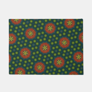 Paillasson Taille personnalisée Points rouges et verts Tribal