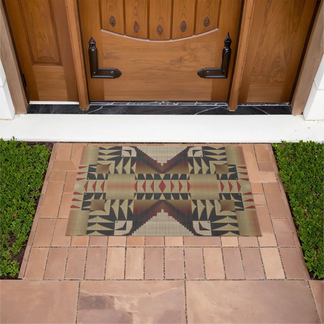 Paillasson Tan foncé Taupe Brown Rouge Noir Tribal Art (De plein air)