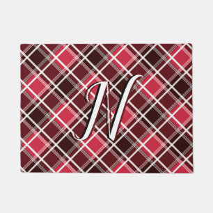 Paillasson Tartan classique Plaid Red Black Monogramme person