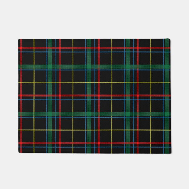 Paillasson Tartan plaid motif, vert et rouge, (Devant)
