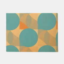 Teal, Tan, and Orange in Retro Look Pattern
