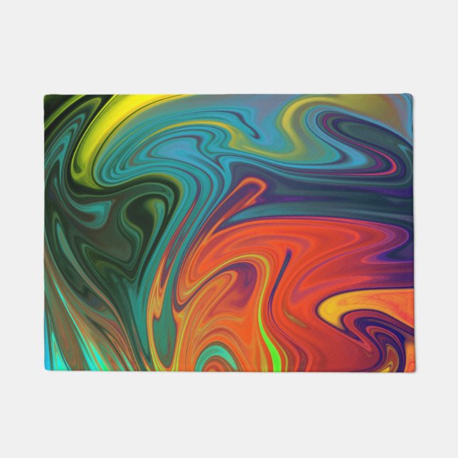Paillasson Tendance néon orange rouge bleu jaune vert Abstrai (Devant)