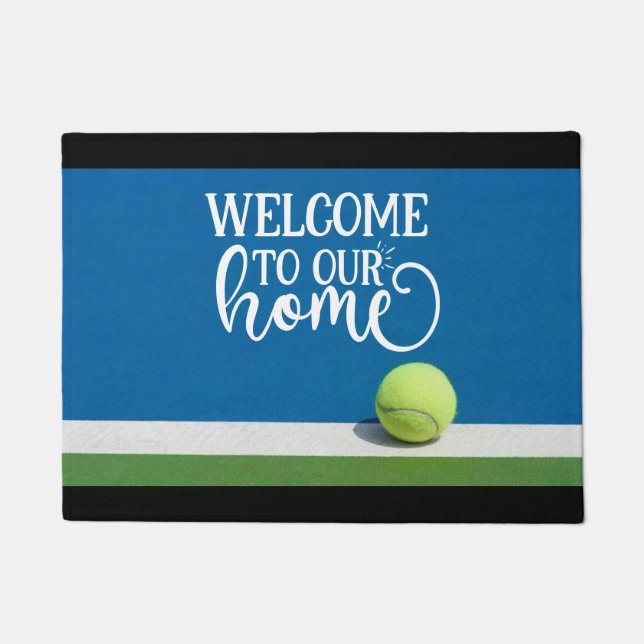 Paillasson Tennis ball sur le court bienvenue chez nous (Devant)