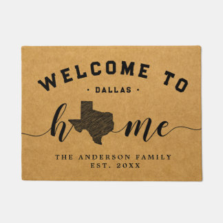 Paillasson Texas Home State Map USA Minimal Welcome