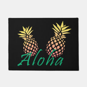 Paillasson texte tropical d'été "aloha", ananas coloré