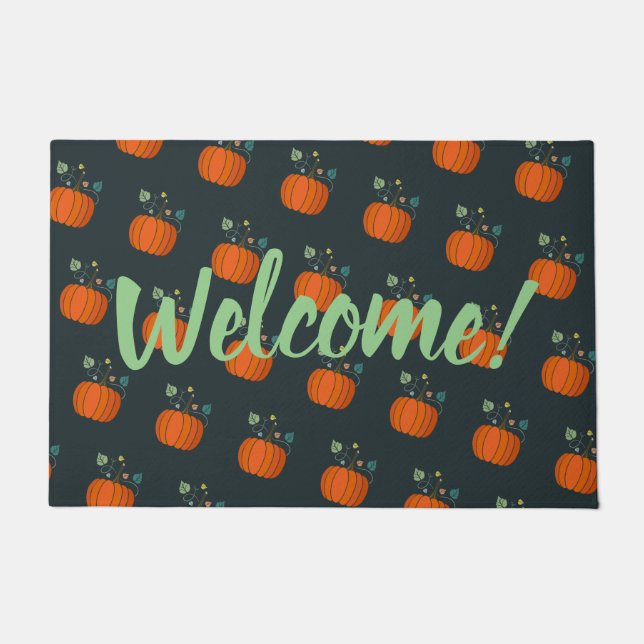Paillasson Thanksgiving Halloween Citrouille Door Mat (Devant)