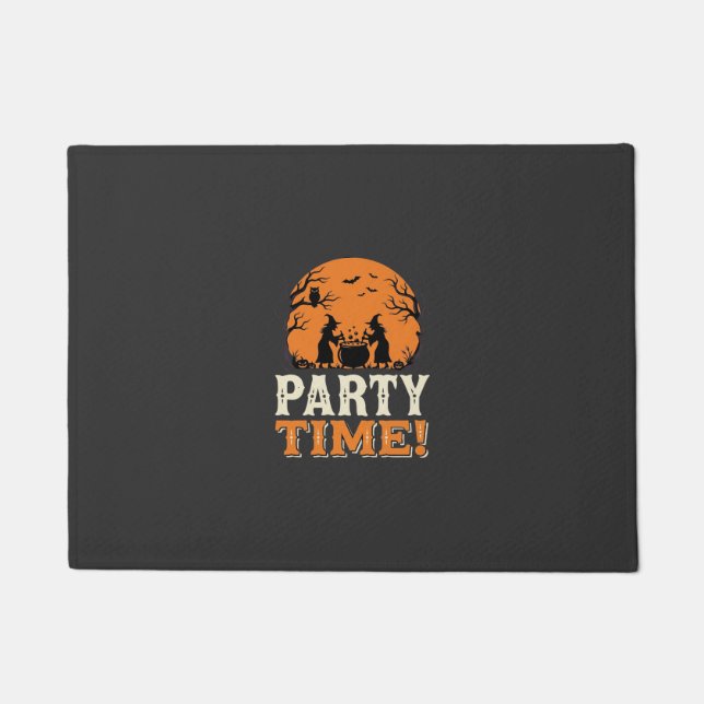 Paillasson Thème de fête d'Halloween Sorcière Chaudron Design (Devant)