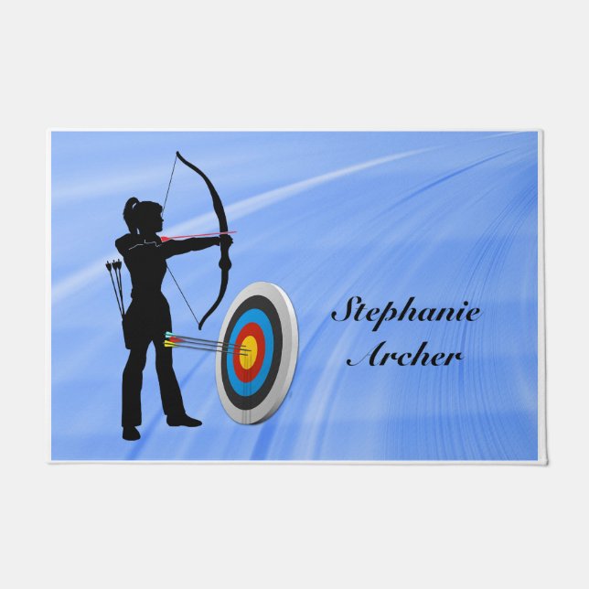 Paillasson Tir à l'arc Sport Femme Archer Cible personnalisée (Devant)