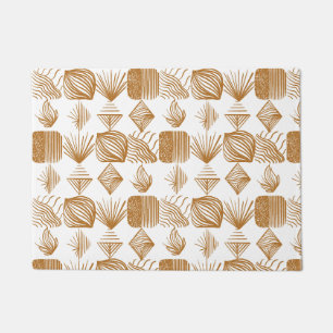 Paillasson Tissu Tribal des Caraïbes audacieux : Or, blanc