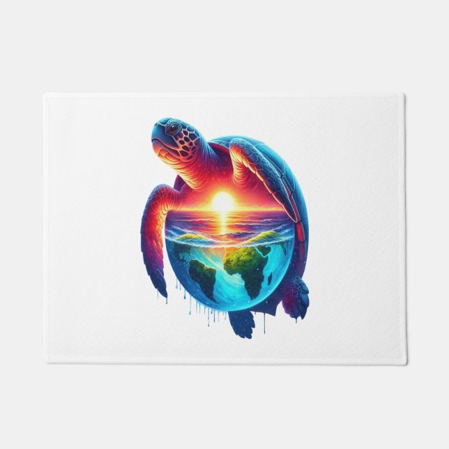 Paillasson Tortue de mer couchée de soleil (Devant)