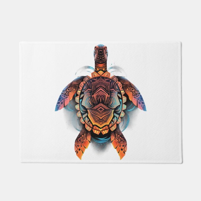 Paillasson Tortue de mer Mandala Oeuvre d'art animal marin Bo (Devant)